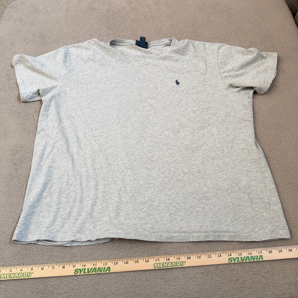 Vintage 1990s Polo Ralph Lauren Grey Heather Pony Logo T-Shirt XXL‎ Mens Grey